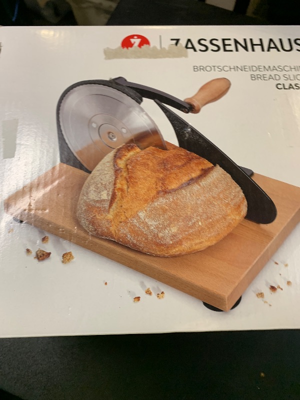 Photo 1 of Zassenhaus Manual Bread Slicer, Classic Hand Crank Home Bread Slicer (Red)