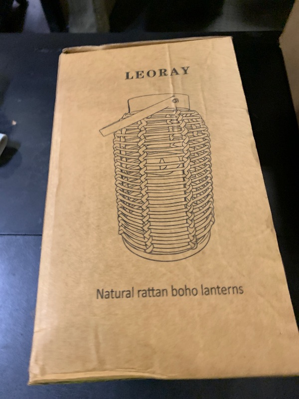 Photo 1 of Natural Rattan Lantern, Large Boho Lantern Decor with Flickering LED Candle and Remote Control for Living Room Table Decor, Indoor and Outdoor Hanging Lantern for Patio Lawn Porch Garden Yard