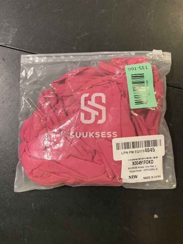 Photo 1 of SUUKSESS Women Backless Sexy Going Out Crop Tops Double Lined Open Back Y2k Basic Tee Shirts (Hot Pink, L)