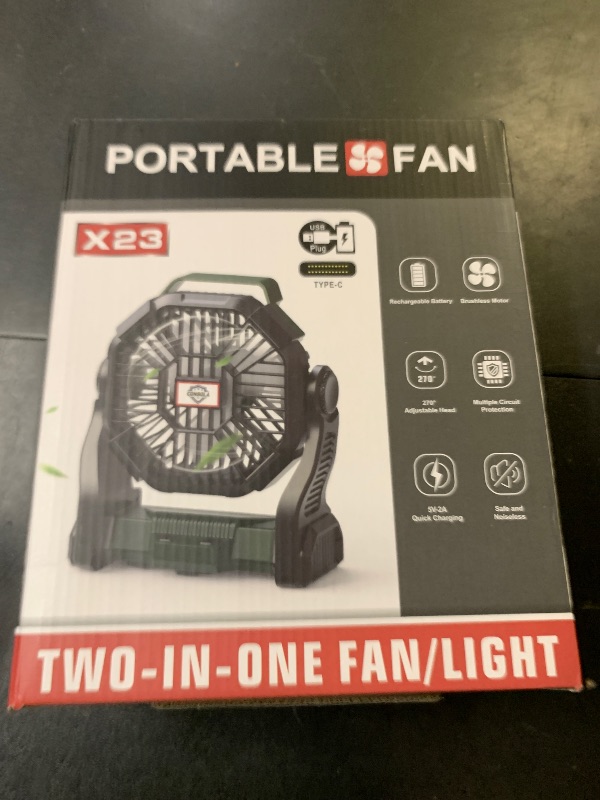 Photo 1 of Portable Fan Rechargeable, 25400mAh Cordless Battery Powered Fan with LED Lantern, USB C Battery Operated for Travel Bedroom Home Camping Tent Office Beach Desk Fishing Table