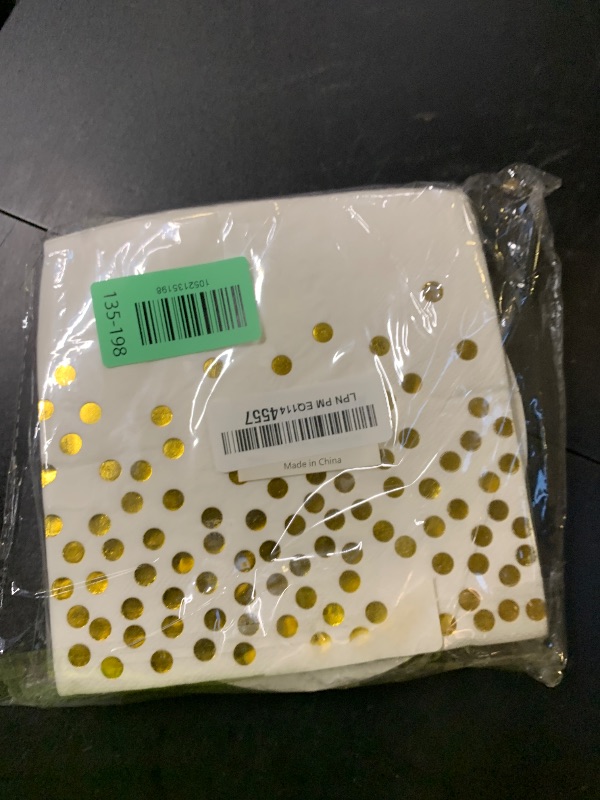 Photo 1 of CENLBJ White and Gold Paper Plates and Napkins-25 x 7'' Dessert Plates & 25 x 6.5'' Napkins,Disposable Gold Foil Polka Dots Paper Plate for Birthday,Wedding,Bridal Showers,All Occasions
