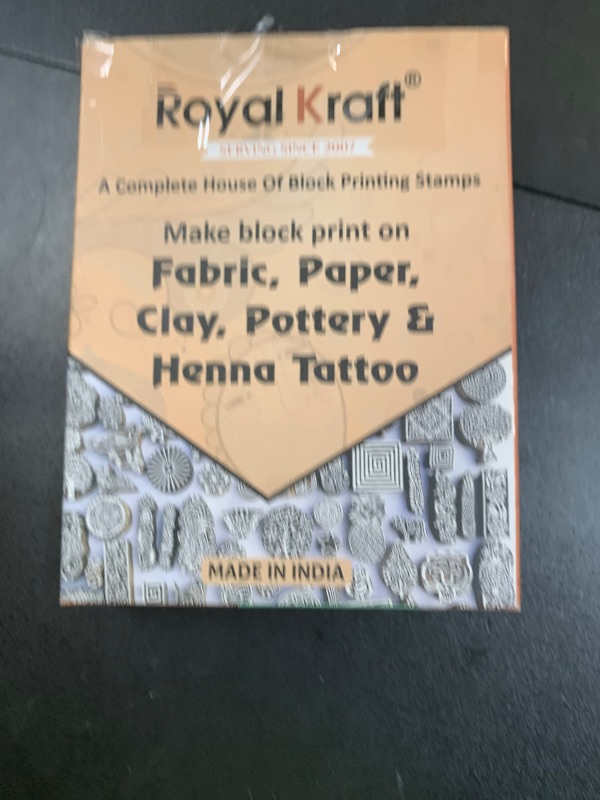 Photo 1 of Royal Kraft Wooden Stamps for Block Printing on Saree Border, Textile, Clay, Pottery, Tattoo (Set of 10) MXtag0008