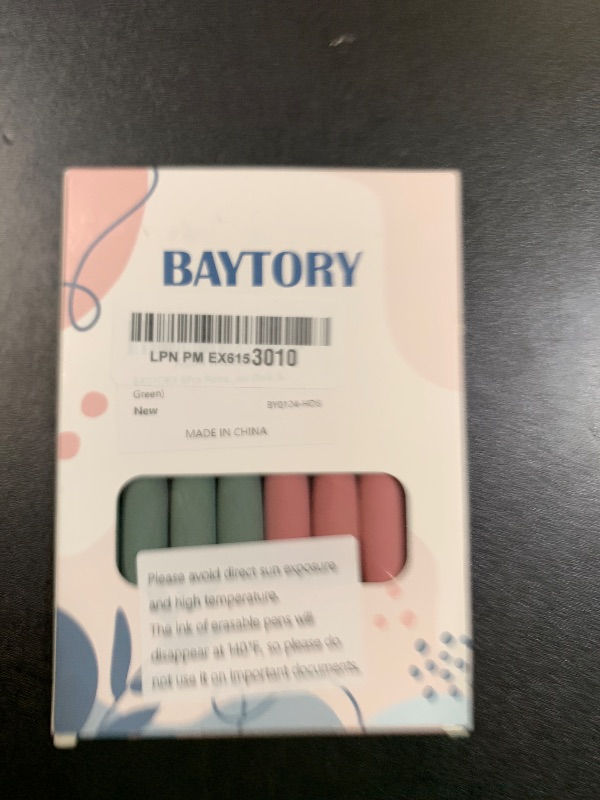 Photo 1 of BAYTORY 8Pcs Retractable Erasable Gel Pens, 4 Blue & 4 Black Ink 0.5 mm Fine Point with Cute Eraser, Smooth Write Quick Dry School Office Note Taking Journaling Supplies (Pink & Green)
