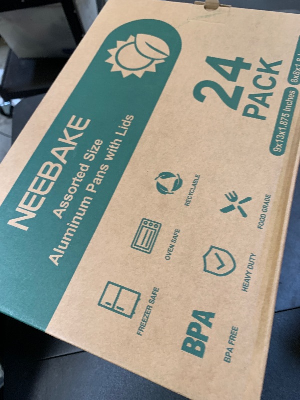 Photo 1 of NEEBAKE 24 Pack Disposable Aluminum Pans with Lids Combo Set- 12 Large 9x13 Foil Pans Half Size & 12 Small 8x8 Tin Foil Baking Pans, Tin Trays Containers for Meal Prep, Food Cooking, Roasting, Heating