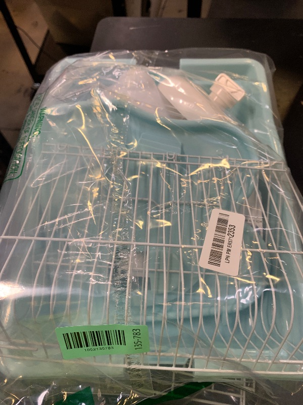 Photo 1 of PINVNBY Dwarf Hamster Cage, Small Animal Cages, 2-Tier Travel Portable Mouse Cage Hamster Carrier with Castle House Running Exercise Wheels, Water Bottle and Food Dis?Blue?