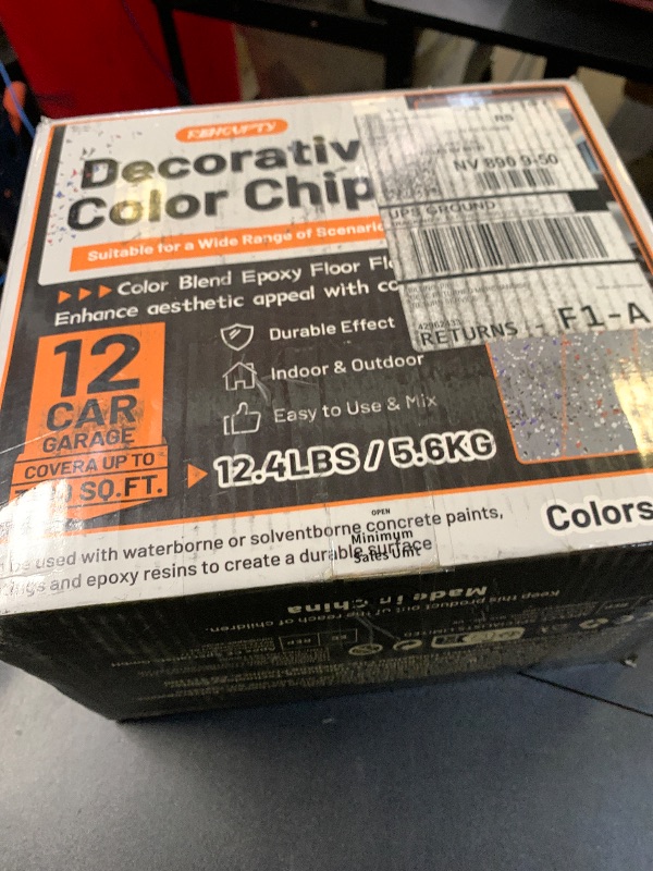 Photo 1 of Blend Decorative Color Chips, 3-5MM Epoxy Floor Flakes Chips - Stone Carpet Epoxy Flooring Paint Chips for Garage Floors Walls Interior & Exterior House Painting (Blue, Gray, White, Black, 12.4lbs)