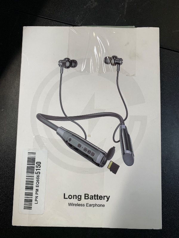 Photo 1 of Wireless Bluetooth Earbuds Neckband with TF Card Slot, 200H Playtime Headphones,Waterproof in-Ear Earphones with Power Display Magnetic ENC Noise Cancellation Headsets for Sports Home Office (Black)