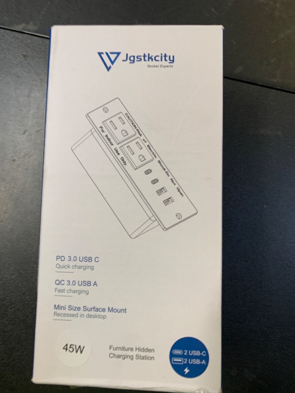 Photo 1 of 45W USB C Recessed Power Strip,Flush Mount Desk Recessed Outlet,Space-Saver for Furniture Side Table,2 USB-C &2 USB-A Ports,2 AC Outlets,6ft Cord,Ultra Thin Flat Plug