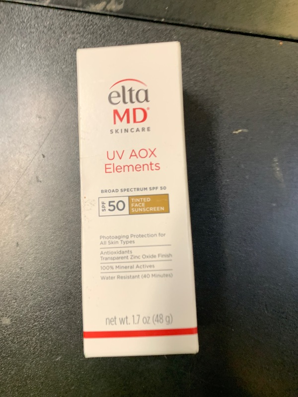 Photo 1 of EltaMD UV AOX Elements Tinted Mineral Face Sunscreen Lotion, Tinted Moisturizer for Face SPF 50 with Antioxidants, For Dry Sensitive Skin 1.7 oz Pump