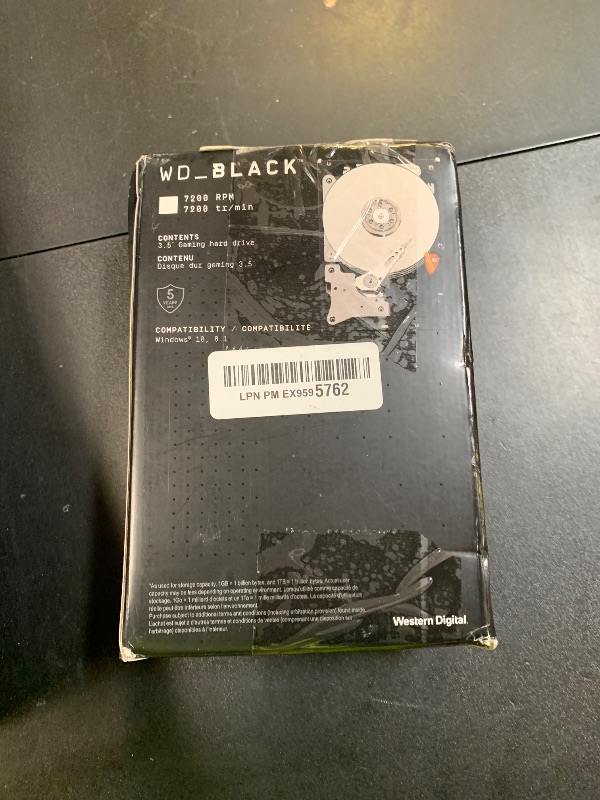 Photo 1 of Western Digital 8TB WD_Black Performance Internal Hard Drive HDD - 7200 RPM, SATA 6 Gb/s, 256 MB Cache, 3.5" - WD8002FZBX