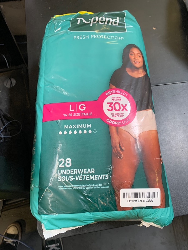 Photo 1 of Depend Fresh Protection Adult Incontinence & Postpartum Bladder Leak Underwear for Women, Disposable, Maximum, Large, Blush, 28 Count, Packaging May Vary