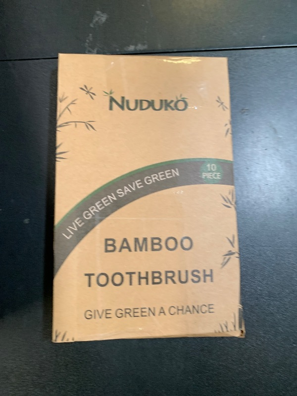 Photo 1 of NUDUKO Biodegradable Bamboo Toothbrushes, 10 Piece BPA Free Soft Bristles Toothbrushes, Natural, Eco-Friendly, Green and Compostable