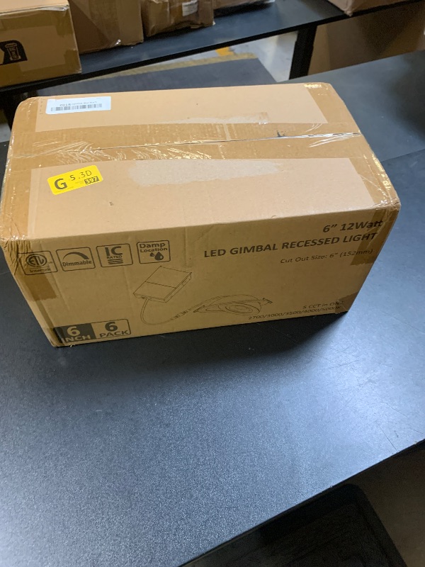 Photo 1 of 6-Inch Gimbal Recessed Light - 12W 90° Tilt & 360° Rotation, 1300lm, 5CCT (2700K-5000K), IC Rated LED Eyeball Recessed Lighting, for Sloped Ceilings, Soffit Light, Hallyway?Kitchens, White 6 Pack