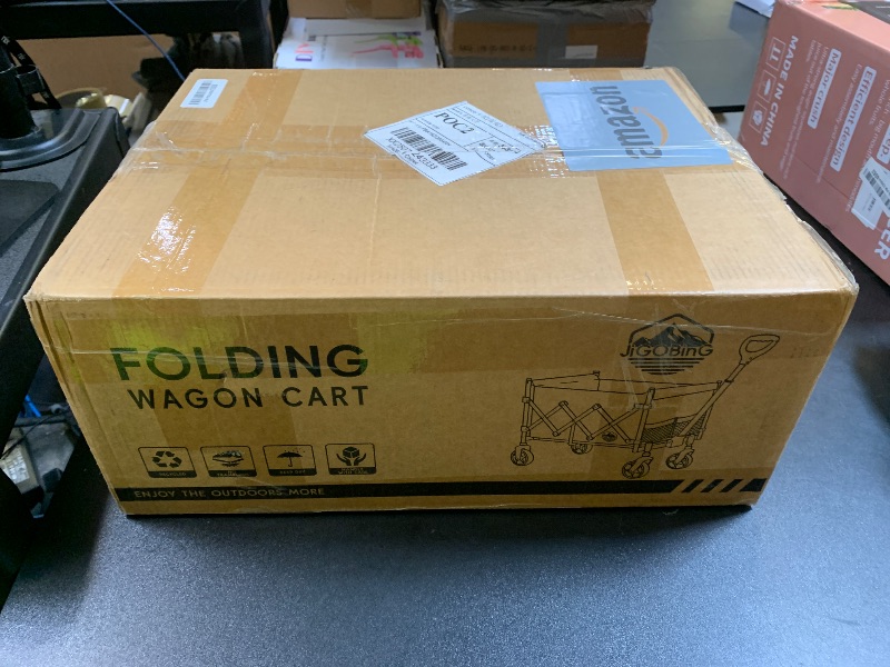 Photo 1 of JIGOBING Collapsible Wagon, Portable Folding Wagons Carts with Wheels Foldable, 360lbs Heavy Duty Utility Cart with Cup Holders for Beach Grocery Camping Garden