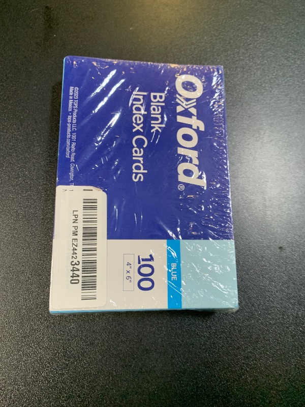 Photo 1 of 100 Oxford Blue Colored Blank Index Cards 4"x6"