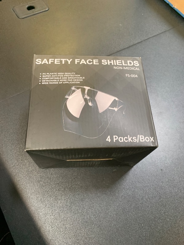 Photo 1 of Face Shield with Glasses 4 Pack, Anti -Fog Clear Face Mask Full Face Protection Splash Guard Reusable Breathable See Through Goggles Plastic Face Shields for Adults Working for Grinding and Cutting