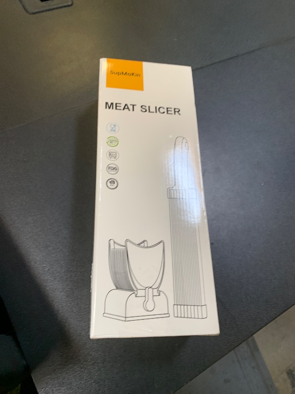 Photo 1 of SupMaKin Fresh Meat Slicer, Thickness Adjustable 2 or 4 mm, 17 IN 1 Stainless Steel Manual Meat Cutter, Cleaver Kitchen Knife, Jerky Slicer Suit for Chicken Breast Beef Pork (Gray)