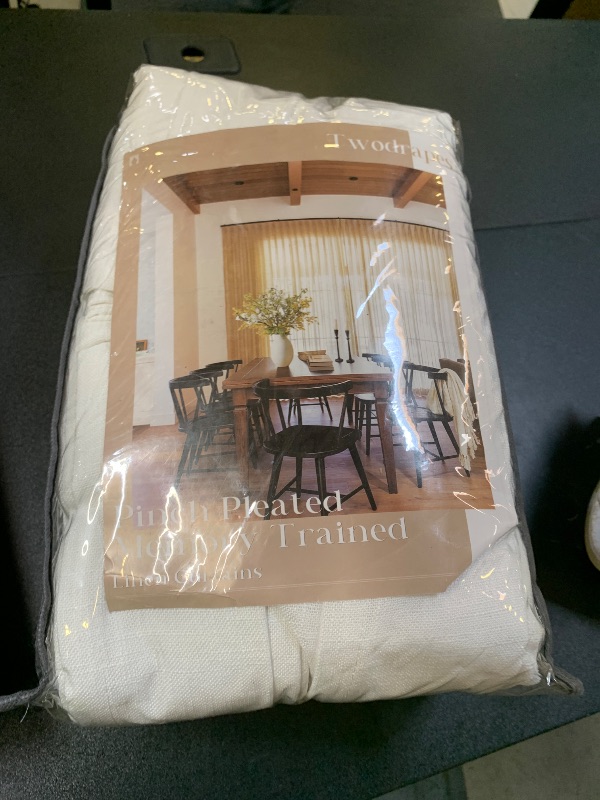 Photo 1 of 120 Inch Curtains High Ceiling Tall Curtains 2 Panels Set for Living Room Pinch Pleated with Hooks Rings Back Tab Bohemian Semi Sheer Drapes Cottage Long Large Window Drapes 120 Length Beige White
