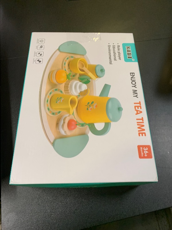 Photo 1 of Wooden Tea Set for Toddlers Pretend Play Kitchen Accessories Little Girl Toys Tea Party Set for 3 4 5 6 Year Olds Enjoy Tea Time with Wooden Toys Toddler Tea Set
