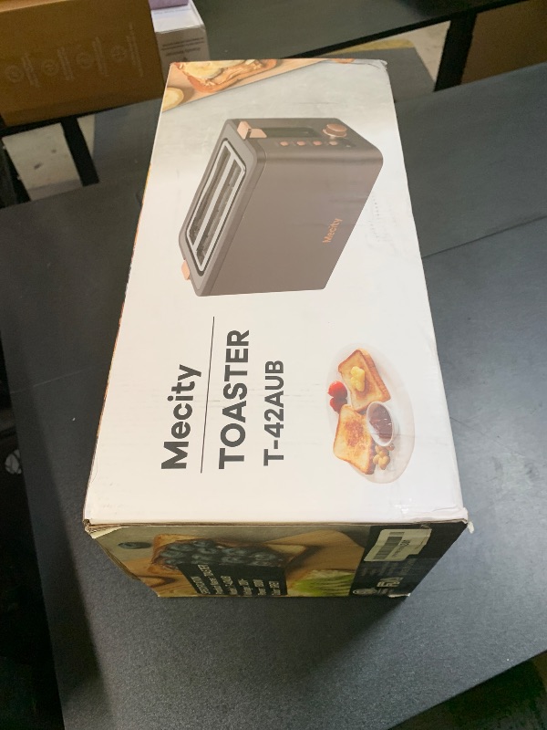 Photo 1 of Mecity 4 Slice Toaster, Long Slot Toaster With Warming Rack, Bagel/Defrost/Reheat Functions,Warming Rack, Crumb Tray, 6 Browning Settings, Extra Wide Long Slots, Stainless Steel, 1300W,Grey