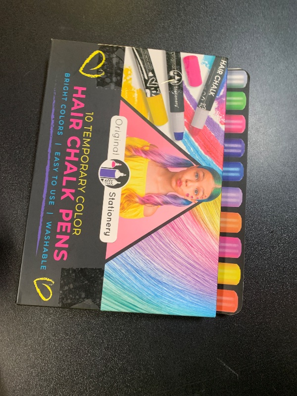Photo 1 of Original Stationery Temporary Hair Color Chalk Pens - 10 Count, Multicolor, Ages 7+ - Kids Hair Dye with Washable Metallic & Vibrant Crayons & Marker Pens