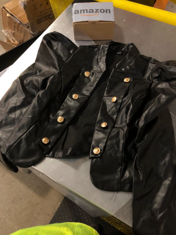 Photo 1 of Shein women's Leather Jacket with Gold Buttons Size Medium