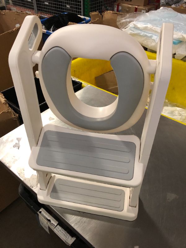 Photo 1 of Nuby Step Ladder Toddler Potty Seat for Toilet - All-in-One Kids Potty Training Toilet Seat with Ladder for Toddlers 18+ Months - Grey