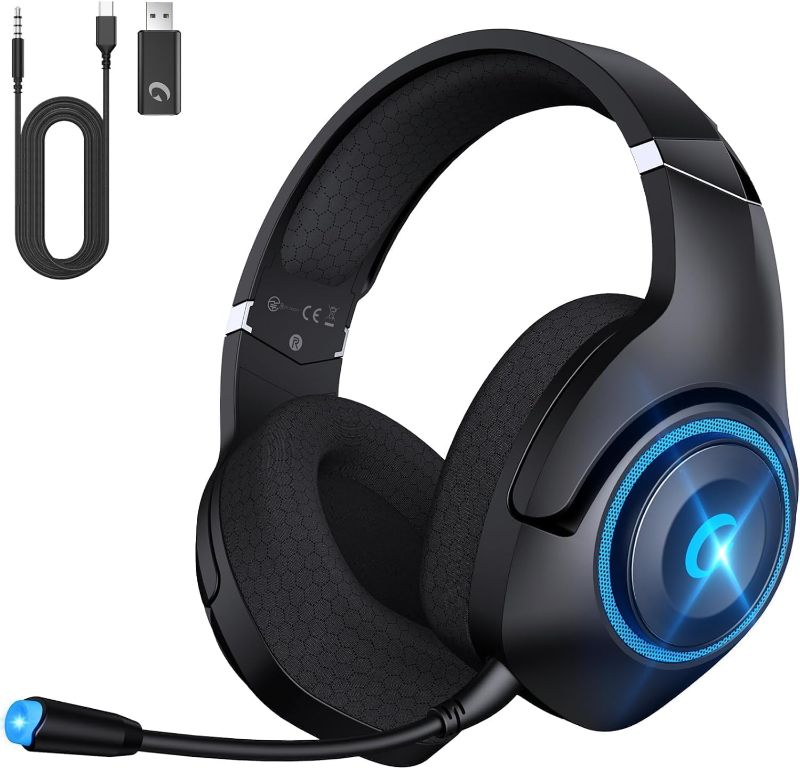 Photo 1 of KAPEYDESI Gaming Headset Wireless for PS5/4, 2.4GHz Gaming Headphones Wireless with Noise Canceling Microphone for Fortnite/FPS Gamers, 40-Hr Battery Gamer Headset for PC, Midnight Blue
