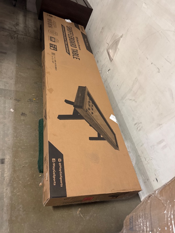 Photo 1 of GoSports Premium 9 ft Shuffleboard Table with 8 Pucks, Shuffleboard Wax, and Brush