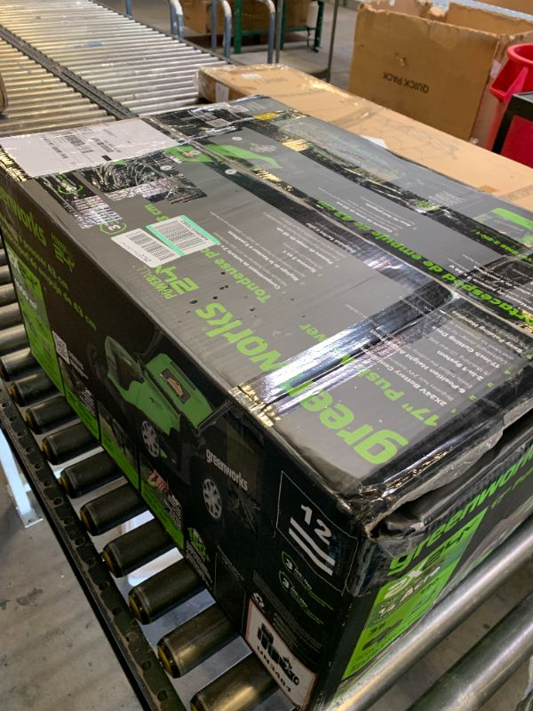 Photo 1 of Greenworks 48V (2 x 24V) 17" Cordless (Push) Lawn Mower (125+ Compatible Tools), (2) 4.0Ah Batteries and Dual Port Rapid Charger Included