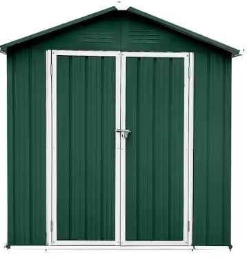 Photo 1 of 6 ft. W x 4 ft. D Green Outdoor Metal Storage Shed Garden Tool Storage with Lockable Doors (24 sq. ft.)
