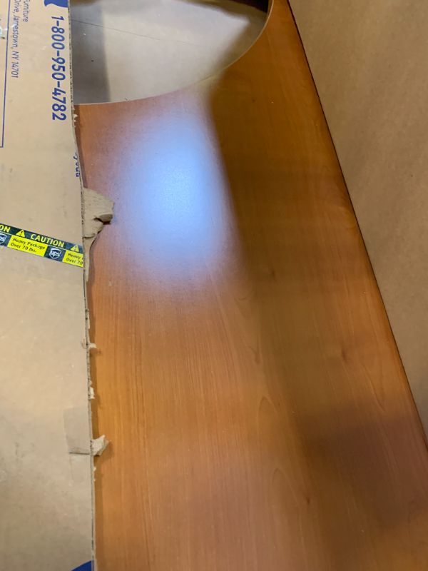 Photo 1 of Bush Business Furniture Series A 48W Corner Desk in Natural Cherry and Slate, Compact L Shaped Workstation, Office Desktop Solution for Workspace