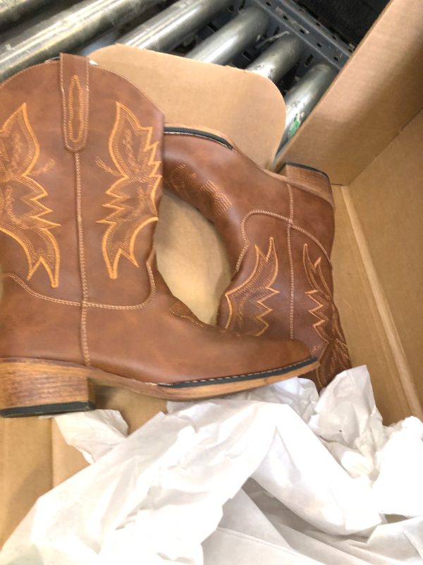 Photo 1 of IUV Women's Brown Cowboy Boots, Western Style, Pointy Toe, Mid Calf, Size 8, 2" Heel