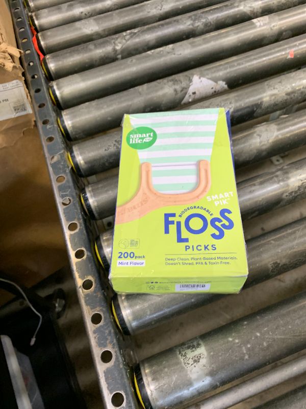 Photo 1 of SmartLifeco Eco-Friendly Dental Floss Picks (200ct) - Flossers Made with Straw Wheat Blend, Superior Anti-Shred Thread for Tight Gaps, Tooth Pick Stick for Adults, Soft on Gum & Teeth, Vegan, Mint