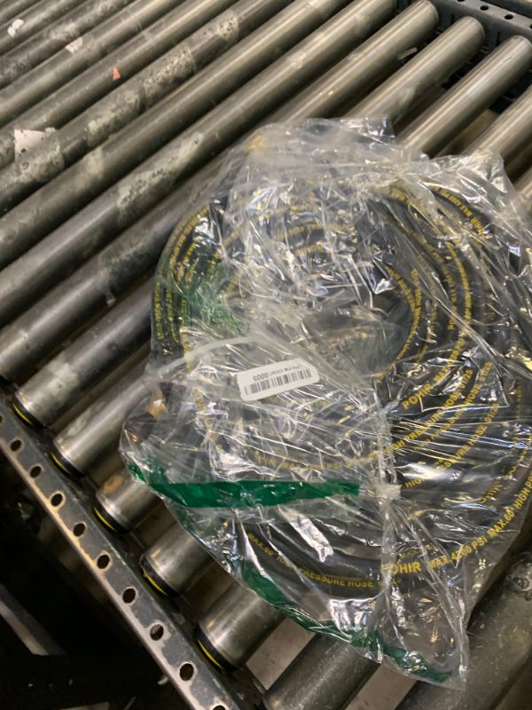 Photo 1 of POHIR Pressure Washer Hose 50 ft with 3/8 Inch Quick Connect, Kink Resistant High Tensile Wire Braided,with 2 pcs M22 14mm Adapter Set, 4200 PSI Power Washer Hose