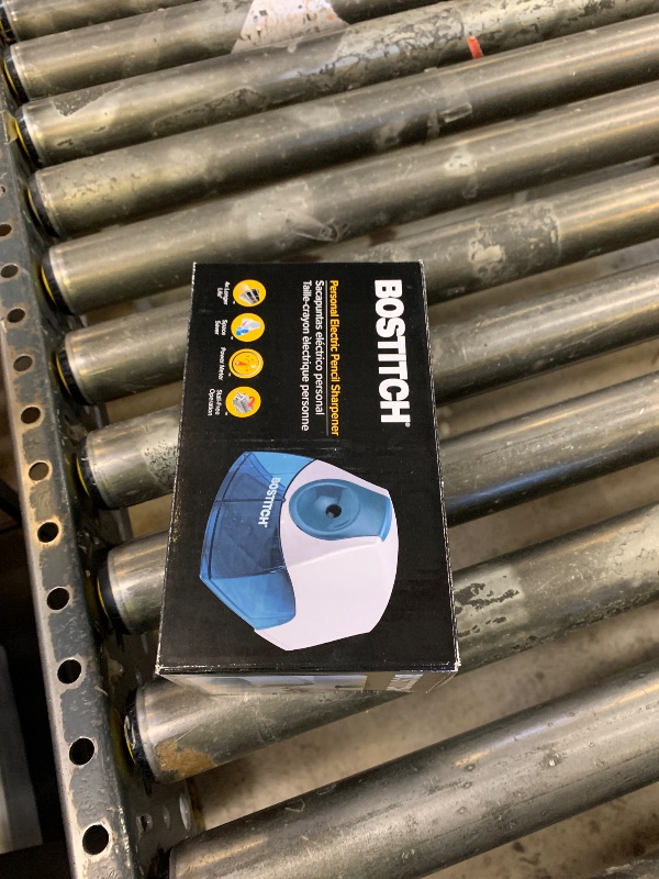 Photo 1 of Bostitch Office Personal Electric Pencil Sharpener, Powerful Stall-Free Motor, High Capacity Shavings Tray, Blue