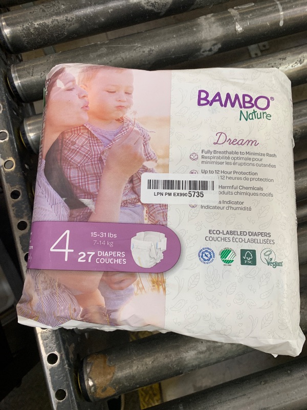 Photo 1 of Bambo Nature Hypoallergenic Baby Diapers, Eco-Labelled Sustainable Diapers, Enhanced Leakage Protection, Totally Chlorine-free, Skin Friendly, and Super Absorbent - Size 4 (27 Count)