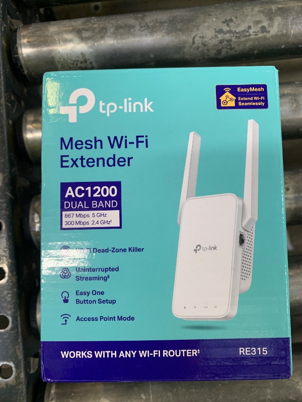 Photo 1 of TP-Link AC1200 WiFi Extender, 2025 Wirecutter Best WiFi Extender, 1.2Gbps Home Signal Booster, Dual Band 5GHz/2.4GHz, Up to 1600 Sq.ft and 32 Devices, EasyMesh Compatible, One Ethernet Port (RE315)