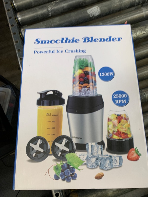 Photo 1 of Colarlemo 12-Piece Smoothie Blender Maker 25,000 RPM Personal Blender for Ice Crushing Smoothies & Frozen Drinks Nuts with 23oz, 32oz, 37oz Portable Cups Two 6-Leaf Stainless Steel Blades, Silver