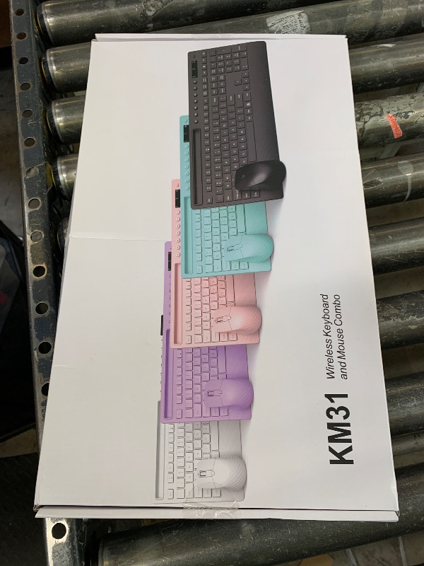 Photo 1 of Trueque Wireless Keyboard and Mouse Combo - Full-Size Quiet Keyboard with Palm Rest, Phone Holder, Multimedia Keys, Power Switch, Compatible with Windows, Chrome OS, PC, Laptop (Batteries Included)