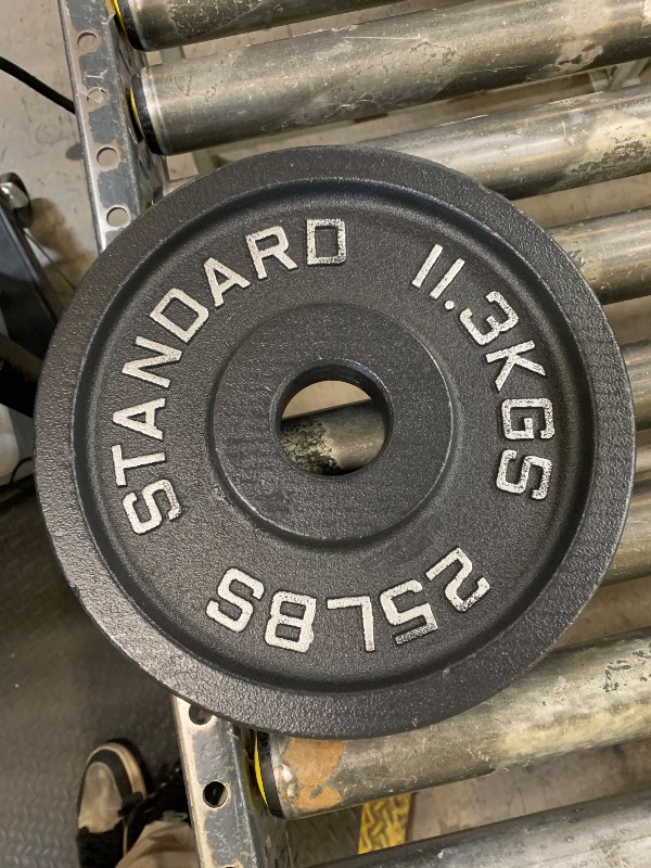 Photo 1 of Fitvids Olympic Cast Iron 2-Inch Weight Plate for Strength Training & Weightlifting, Multiple Weights Available, 25LB (Single)