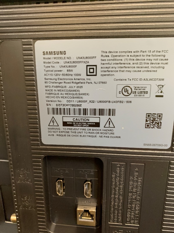 Photo 1 of Samsung 43-Inch Class Crystal UHD U8000F 4K Smart TV (2025 Model) Endless Free Content, Crystal Processor 4K, MetalStream Design, Knox Security, Alexa Built-in