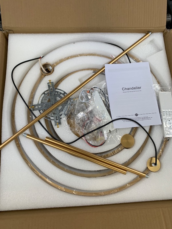Photo 1 of AIRYPHANT LED Ring Chandelier Modern Gold Chandellier for Dining Room 3-Light Dimmable Pendant Light Kitchen Island Contemporary Flush Mount Chandelier for Bedroom Living Room Dining Table Closet