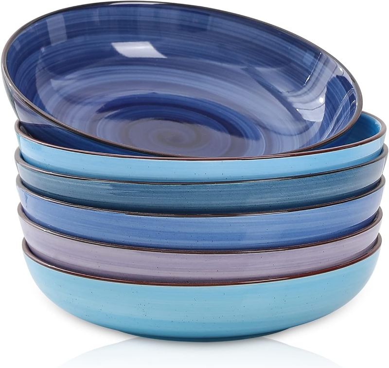 Photo 1 of Selamica Porcelain 26 Ounce Salad Pasta Bowls, 8 inch Wide and Shallow Serving