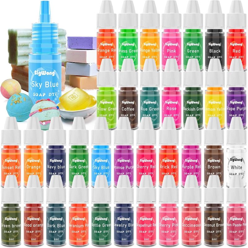 Photo 1 of Bath Bomb Soap Dye - 36 Colors Concentrated Food Grade Skin Safe Liquid Based Colorant Vibrant Rainbow Coloring for Making DIY, Supplies Kit, Salt Crafting
