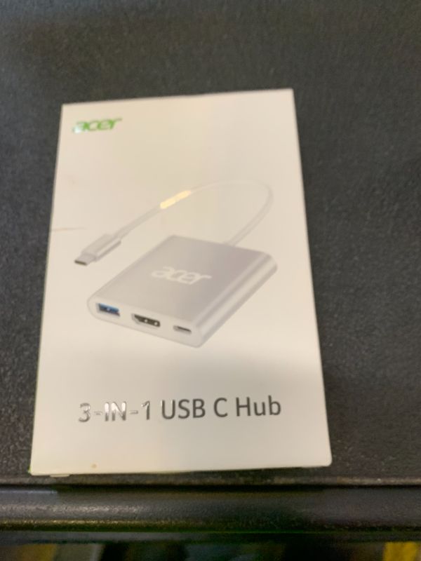 Photo 1 of Acer USB C to HDMI Adapter, 4K USB C Hub with 100W PD, USBA 3.0 Port, HDMI to USBC Multiport Digital AV Converter for MacBook Pro/Air, iPad, Tablets, Switch, TV, Monitor and More (Silver)