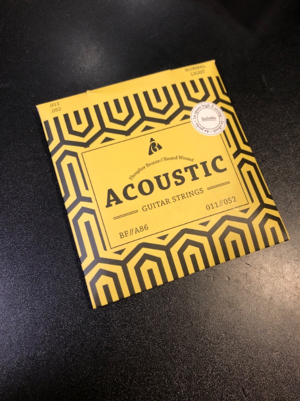 Photo 1 of BELFORT® quality acoustic guitar strings - 6 string set - Premium coating with Phosphor Bronze (guitar strings acoustic 6 string set) BONUS: 4 Picks + 1 High E String - cuerdas para guitarra acustica