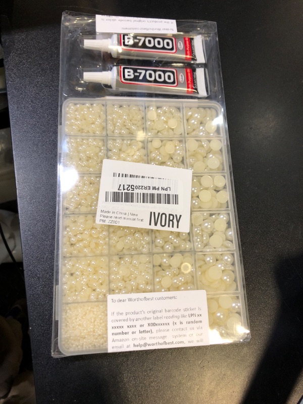 Photo 1 of 10000Pcs Ivory Flatback Pearls with B7000 Glue Kit for Crafts Crafting Shoes Nail Art Decoration Embellishment, Beige Half Round Flat Back Pearls Beads Set, Mixed Sizes 2mm 3mm 4mm 5mm 6mm 8mm 10mm