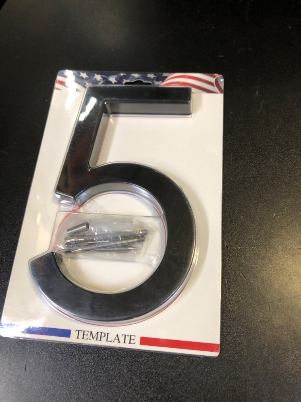Photo 1 of 7 Inch Address Numbers for Houses, Modern House Numbers for Outside Street Metal Black Large Door Numbers on Floating Mount Zinc Alloy Black Number 5