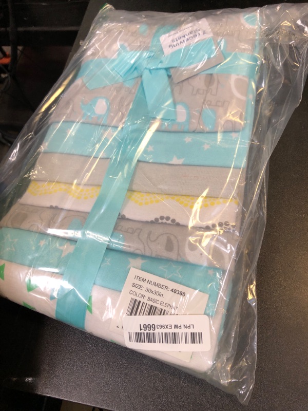 Photo 1 of Luvable Friends Unisex Baby Cotton Flannel Receiving Blankets, Basic Elephant 7-Pack, One Size